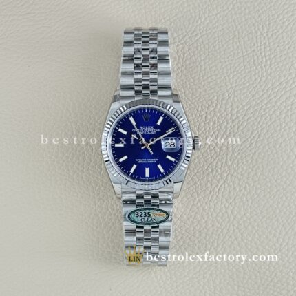 Rolex Datejust 126234-0017 Super Clone | Quadrante blu e bracciale Jubilee, 36mm, con lunetta oro bianco