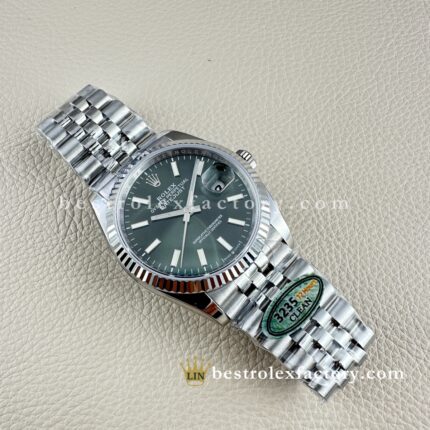 Rolex model number 126234-0051 dial color Green and replica source Clean Factory