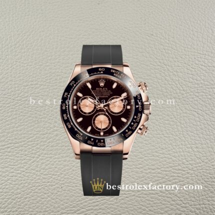Rolex Daytona 116515LN-0017 Quadrante Nero Oysterflex – Replica Oro Rosa Clean Factory Super Clone