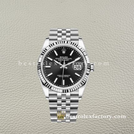 Replica Rolex Datejust 126234-0015 Nero – Clean Factory Super Clone con Ghiera Oro Bianco 36mm