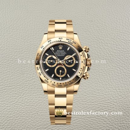 Rolex Daytona 126508-0004 Replica Clean Factory Oro Giallo Quadrante Nero Subquadranti Oro