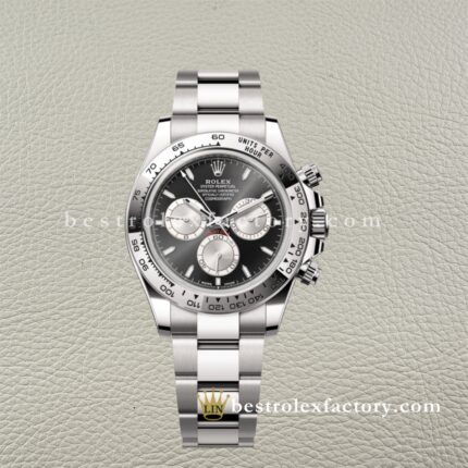 Rolex Daytona 126509 Replica Clean Factory Oro Bianco Quadrante Nero Argento Super Clone