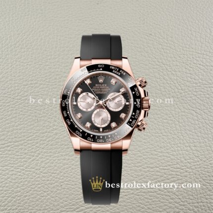 Rolex Daytona 126515LN Everose Diamond Mastery: la migliore replica Super Clone Clean Factory con diamanti moissanite, oro Everose 18k e movimento 4131 svizzero.