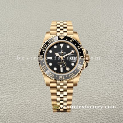 Clean Factory Rolex GMT Master II 126718GRNR | Oro Giallo Completo | Lunetta Nera Grigia