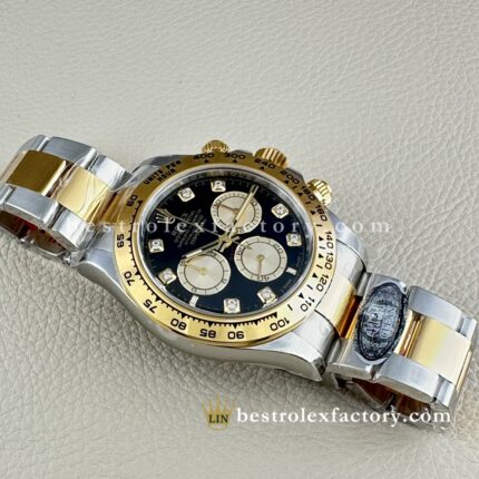 Rolex Daytona 126503-0002 Replica Clean Factory Bicolore Quadrante Nero Moissanite