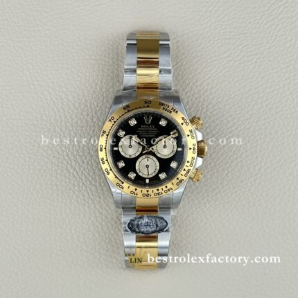 Rolex Daytona 126503-0002 Replica Clean Factory Bicolore Quadrante Nero Moissanite